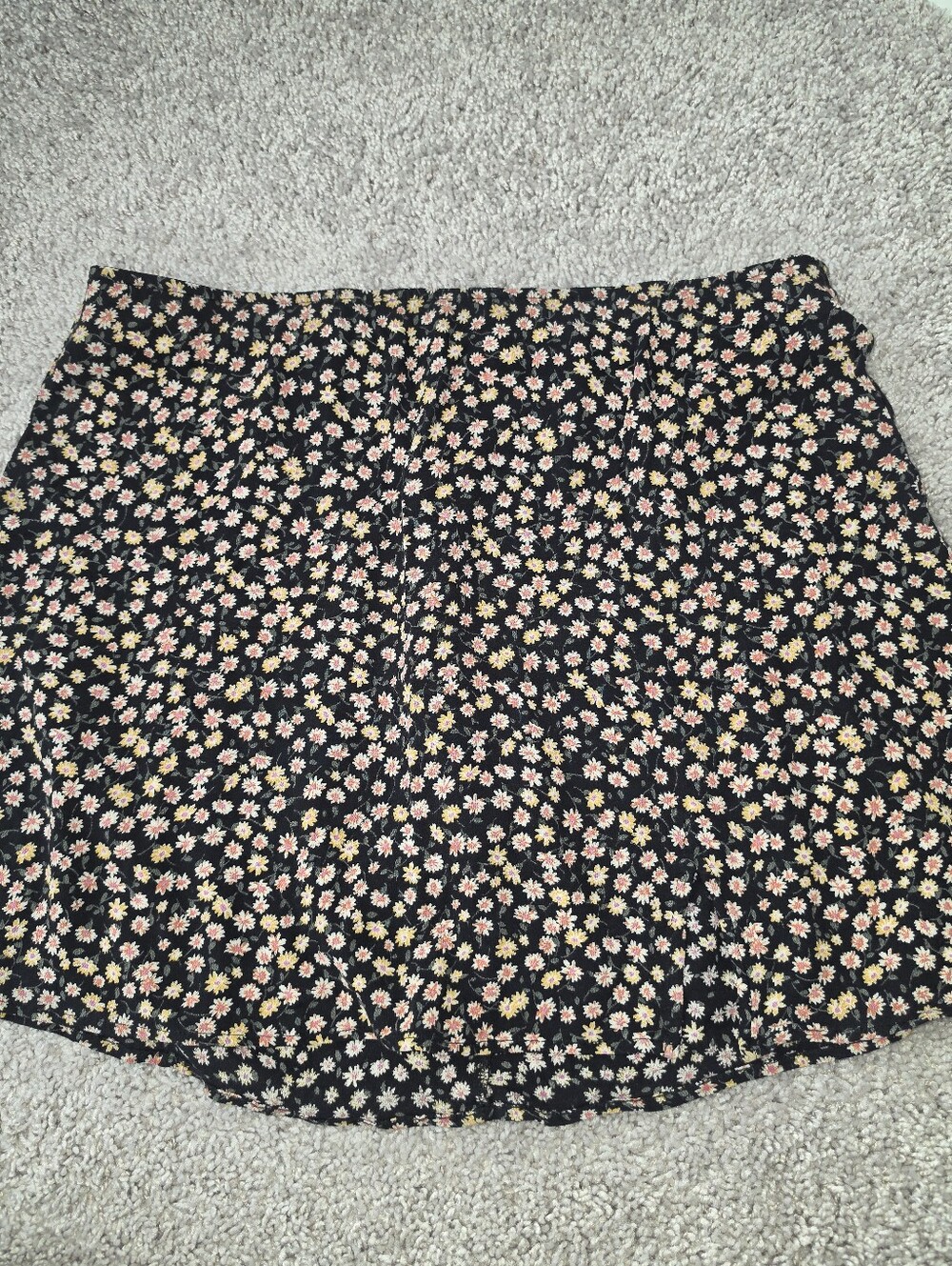 American Eagle Outfitters Black Mini Skirt with Pink & Yellow Floral Print